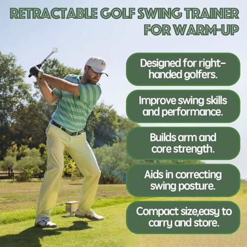 Retractable Golf Swing Trainer Right-Handed Click Stick Golf Grip Portable Grip Trainer with Click Feedback for Right Trainer Ideal for Beginners, Indoor & Outdoor Practice in Kuwait