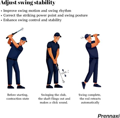 Retractable 2-in-1 Golf Swing & Grip Trainer with Audible Click Features Removable Grip Corrector for Use on All Clubs Tempo, Speed & Release Ideal Indoor Practice Aid & Golf Gift in Saudi Arabia