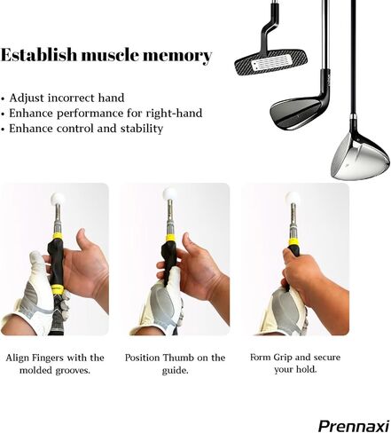 Retractable 2-in-1 Golf Swing & Grip Trainer with Audible Click Features Removable Grip Corrector for Use on All Clubs Tempo, Speed & Release Ideal Indoor Practice Aid & Golf Gift in Saudi Arabia