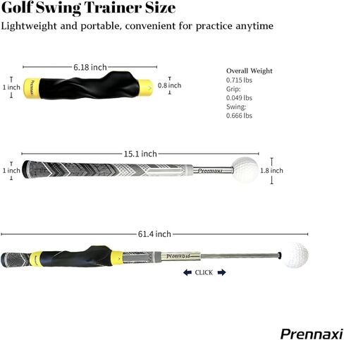 Retractable 2-in-1 Golf Swing & Grip Trainer with Audible Click Features Removable Grip Corrector for Use on All Clubs Tempo, Speed & Release Ideal Indoor Practice Aid & Golf Gift in Saudi Arabia