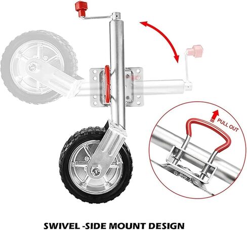 Boat Trailer Jack - Trailer Jack, Beach Boat Trailer Jack with 10In Wheel, Heavy Duty Boat Trailer Jack Wheel Swing Back Anti Rust Trailer Tongue Jack for Rv C,2000lb in Saudi Arabia