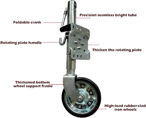 Boat Trailer Jack - Trailer Jack Wheel, Jockey Wheel Heavy Load Trailer 20Cm, Folding Jockey Wheel Support, Capacity 750Kg, Lift 25Cm, for Boat, Motorhome, Yac in Saudi Arabia