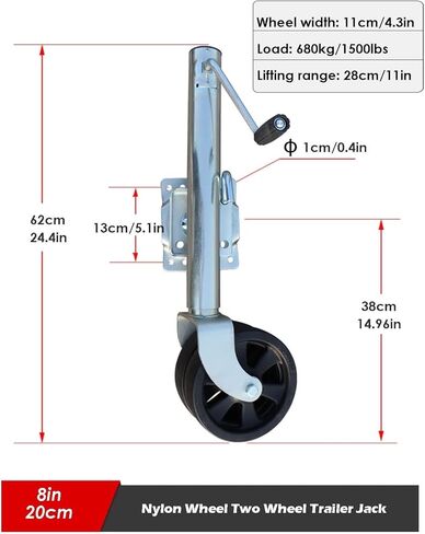 Beach Boat Trailer Jack - Heavy Duty Marine Swivel Trailer Jack, Bolt-On Swivel Trailer Jockey Wheel, 20 Cm Dual Trailer Jack Wheel, 900Kg Capacity, Steel TRAI,2000lbs/900kg in Saudi Arabia