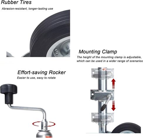 Swivel Trailer Jack - Trailer Jack Wheel, Lift Bolt-On Swivel Tang Jack, Boat Trailer Jack with Wheel, 150Kg Heavy Duty Jockey Wheel, with 20Cm Wheel, for Yach,540kg/15cm in Saudi Arabia