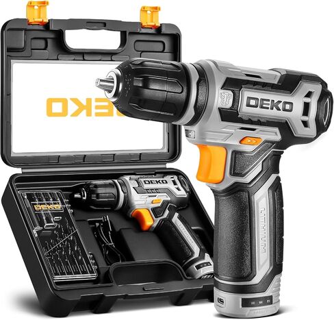 Cordless Drill：DEKOPRO 12V Power Drill Set 800RPM Electric Drills Small Drills with 3/8-inch Keyless Chuck and Portable Tool Set Gift Box (Purple) in Kuwait