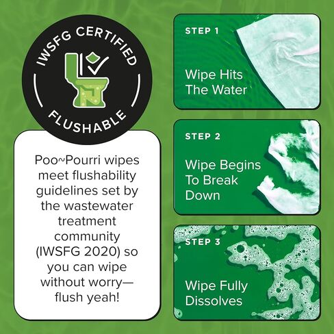 Poo~Pourri Flushable Wipes - Made with Plant Based Fibers, Aloe, & Vitamin E - Adult Wet Wipes - Cucumber & Aloe Essential Oils scent - Septic & Sewer Safe - 3-pack (150 total) with Dispenser Boxes in Saudi Arabia