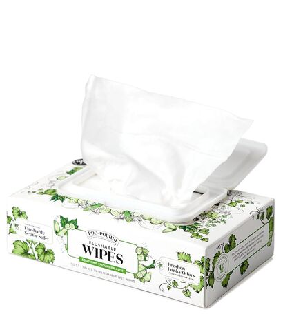 Poo~Pourri Flushable Wipes - Made with Plant Based Fibers, Aloe, & Vitamin E - Adult Wet Wipes - Cucumber & Aloe Essential Oils scent - Septic & Sewer Safe - 3-pack (150 total) with Dispenser Boxes in Saudi Arabia