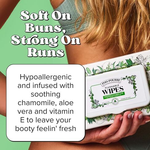 Poo~Pourri Flushable Wipes - Made with Plant Based Fibers, Aloe, & Vitamin E - Adult Wet Wipes - Cucumber & Aloe Essential Oils scent - Septic & Sewer Safe - 3-pack (150 total) with Dispenser Boxes in Saudi Arabia