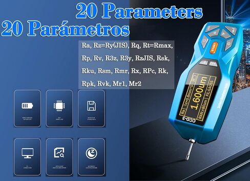 Surface Roughness Meter Tester Profilometer with Small Hole Sensor for Flat Surface,Shaft 20 Parameters Ra 0.005-16.000um Rz 0.02-160.00um Accuracy 0.001μm PC Software 100 Groups Data Storage in Saudi Arabia
