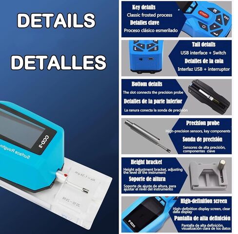 Surface Roughness Machine Tester Meter Profile Gauge with 20 Parameters Ra 0.005-16.000um Rz 0.02-160.00um PC Software 100 Groups Data Storage Accuracy 0.001μm Sample Length 0.25mm 0.80mm 2.50mm in Saudi Arabia