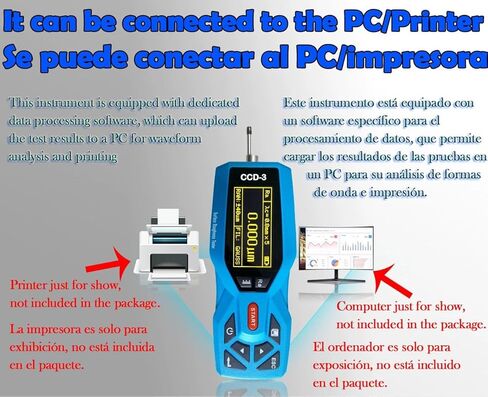 Surface Roughness Measurement Instrument 20 Parameters Surface Roughness Tester For Flat Surface,Shaft with Small Hole Probe Ra 0.005-16.000um Rz 0.02-160.00um PC Software 100 Group Data Storage in Saudi Arabia
