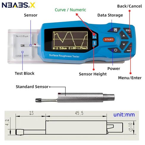 Surface Roughness Tester(Handheld Digital Profilometer)–Ra/Rz/Rt Measurements, USB Data Export,Ideal for Metal/Coating/Plastic QC(NEAES’X SE220) in Kuwait