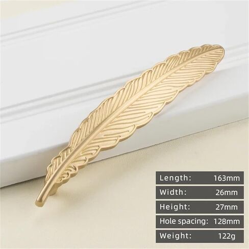 Solid Brass Cabinet Pull Handle Drawer Gold Door 1Pcs(33-L-163mm-Left) in Saudi Arabia