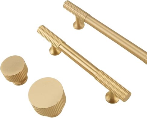 درج خزانة مطبخ بمقبض ذهبي من النحاس الصلب ومقبض طويل قطعة واحدة (13-L-33mm) in Kuwait