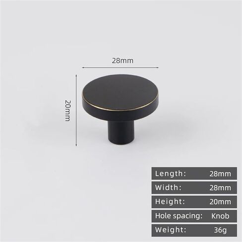 Solid Brass Plain Cabinet Wardrobe Drawer Brushed Handle Furnitur Antique 1Pcs(28mm-Black) in Saudi Arabia