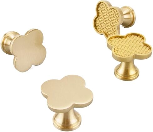 Solid Brass Handle Cabinet Drawer Hanging Clothes Hook Color Four-Leaf Clover Pull 1Pcs(Shell White) in Saudi Arabia