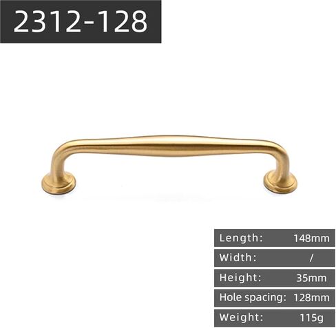 الصلبة النحاس مقبض بسيط الذهب الأثاث خزانة درج خزانة باب سحب 1 قطعة (CC-128mm) in Kuwait