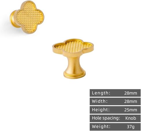 Solid Brass Handle Cabinet Drawer Hanging Clothes Hook Color Four-Leaf Clover Pull 1Pcs(Grid) in Saudi Arabia