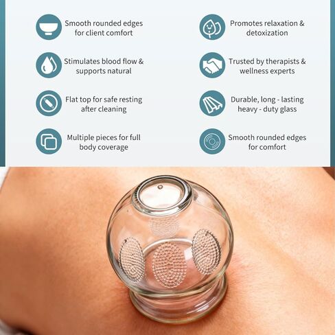 MIPCASE 7 PCS Glass Cupping Set ، مجموعة الحجارة الزجاجية الصينية للعلاج للعلاج بالتدليك ، للتدليك العضلي والعضلات in Saudi Arabia
