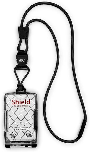 EK USA FIPS 201 One Hander ID Card Holder with Lanyard, Secure Badge Holder for CAC Card, 2 sided – Pewter in Saudi Arabia