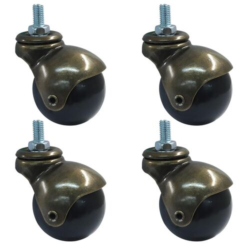 2 Inch Ball Caster Wheels, Set of 4 Threaded Stem Caster 360 Degree Rotatable Wheels for Furniture Chairs Cabinets, Bronze Tone in Saudi Arabia