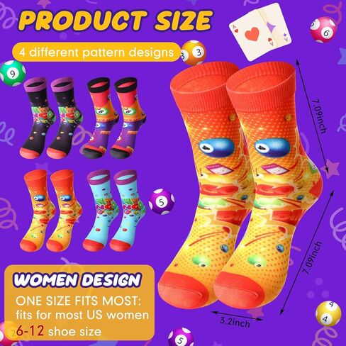 4 Pack Bingo Socks Bingo Game Gifts Novelty Crew Cotton Socks Prizes for Seniors Mom Grandma Dad in Saudi Arabia