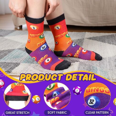 4 Pack Bingo Socks Bingo Game Gifts Novelty Crew Cotton Socks Prizes for Seniors Mom Grandma Dad in Saudi Arabia