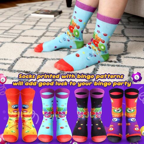 4 Pack Bingo Socks Bingo Game Gifts Novelty Crew Cotton Socks Prizes for Seniors Mom Grandma Dad in Saudi Arabia