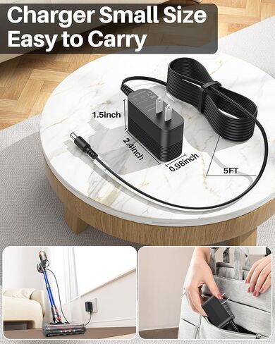 36V Charger Fits for Smoture VAC01 VAC02 VAC03, for Lirios Q5 Pro, for CHEBIO CVC-V18, for HOMPANY SmartVac11, for Laresar Ultra 7, for AFNOP AceVac 11, for Anyson Stars 5 Cordless Vacuum Cleaner Cord in Saudi Arabia