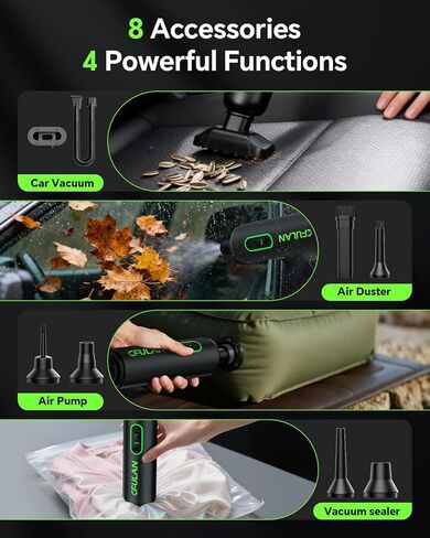 Car Vacuum Portable Cordless, 21000Pa 4-in-1 Handheld Mini Vacuum Cleaner with 8 Attachments, 3 Suction Modes, One-Touch Empty, Type-C Charge, Hand Vacuum for Car, Home, Keyboard, Small Job in Kuwait