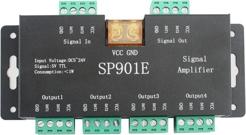RGBZONE SP901E مضخم شريط البكسل، وحدة تحكم مكرر SPI لبيانات الإشارة لـ WS2801 WS2811 WS2812B WS2813 WS2815 SK6812 SK9822 شريط LED قابل للعنونة ولوحة مصفوفة قابلة للبرمجة بلون الحلم in Kuwait