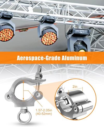قطعتان من مشبك تروس المسرح الأوسع مع مسمار بعروة، مشبك O من سبائك الألومنيوم عالي التحمل لجدار الفيديو LED وتركيب الإضاءة (40-52 مم OD) in Kuwait