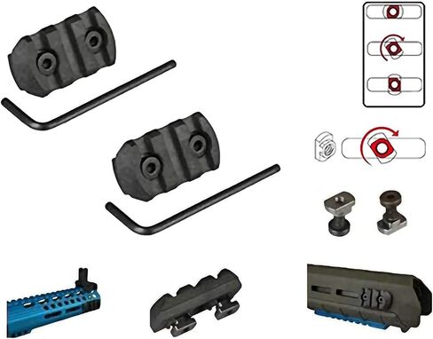 Gotical 3 Slots Mlok Weaver Rail with Allen Wrench 1 inch High Strength Rail - Set of 2 Pieces (Black) in Saudi Arabia