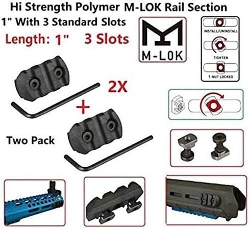 Gotical 3 Slots Mlok Weaver Rail with Allen Wrench 1 inch High Strength Rail - Set of 2 Pieces (Black) in Saudi Arabia