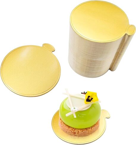 Mini Round Cake Boards 3.1 Inch Mousse Cupcake Base, 100Pcs Gold Cake Plates for Home Kitchens & Bakeries (Gold, 3.1 Inch) in Saudi Arabia