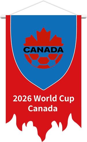 World Cup Decorations 2026 Football Hanging Rod Flag Banner 16x26 Inch with Pole Outdoor Indoor Hanging Flag Banner for Soccer Sports Events Soccer banner Sports Memorabilia America hanging flag (red) in Kuwait