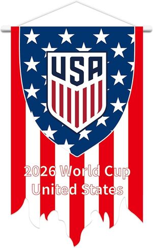 ديكورات كأس العالم 2026 كرة القدم معلقة قضيب العلم راية 16 × 26 بوصة مع القطب في الهواء الطلق داخلي معلق راية العلم لكرة القدم الأحداث الرياضية كرة القدم تذكارات رياضية أمريكا معلقة العلم (أحمر) in Kuwait