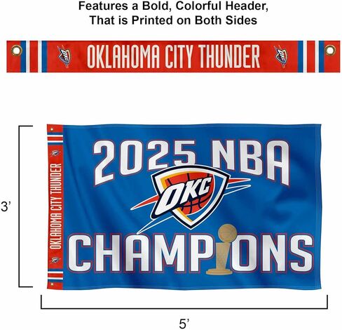 راية وين كرافت أوكلاهوما سيتي ثاندر 2025 NBA Champions 3x5 بريميوم in Kuwait