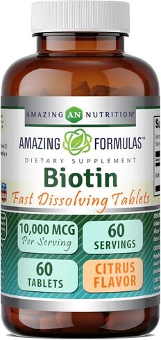 Amazing Formulas Biotin Fast Dissolve 10000 Mcg Tablets Supplement | Strawberry Flavor | Vitamin B7 | Non-GMO | Gluten Free | Made in USA (120 Count) in Saudi Arabia