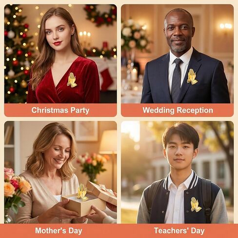 Serenity Prayer Brooch Pins Gold Praying Hands Vintage Lapel Badge Brooches for Women Fashion Jewelry Clothing Decoration Accessories in Kuwait