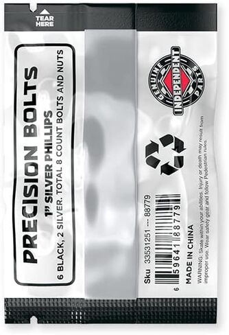 Independent Cross Phillips Head Black / Silver Standard Skateboard Hardware Sets - 1" in Saudi Arabia