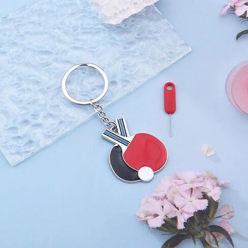 Sports Gifts Keychain Ping Pong Accessories for WoMen Table Tennis Keychain Sports Themed Gift for Ping Pong Lovers Birthday Gifts for WoMen Table Tennis Charm with Card Removal Tool in Saudi Arabia