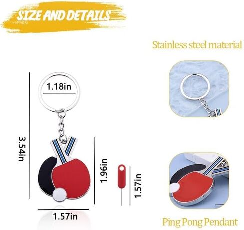 Sports Gifts Keychain Ping Pong Accessories for WoMen Table Tennis Keychain Sports Themed Gift for Ping Pong Lovers Birthday Gifts for WoMen Table Tennis Charm with Card Removal Tool in Saudi Arabia