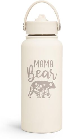 زجاجة مياه على شكل فيونكة وردية من الفولاذ المقاوم للصدأ معزولة بالفراغ سعة 32 أونصة مع غطاء، هدايا للنساء والفتيات المراهقات في أعياد الميلاد وعيد الميلاد in Kuwait