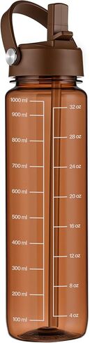 GOPPUS 32oz Clear Water Bottle with Flip Straw, Lightweight, Leakproof, Easy Carry and BPA-Free, Tritan Water Bottlefor Sport, Travel, Outside (Clear White) in Saudi Arabia