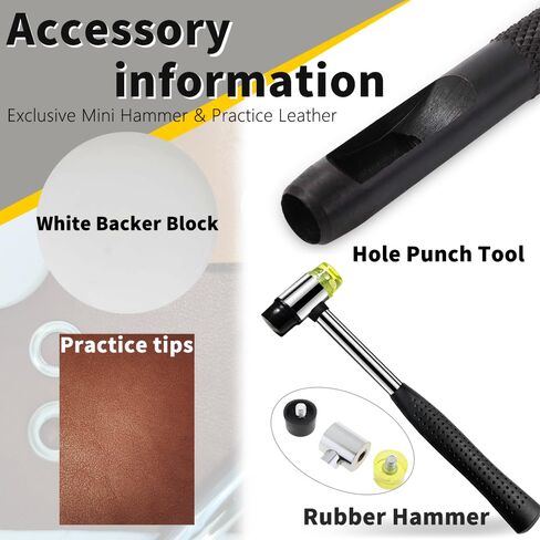 Grommet Tool Kit, 3/8 Inch Handheld Press Pliers with 500 Pcs 10mm Magnetic Grommets, Mini Hammer & Practice Leather for Tarp Fabric in Kuwait