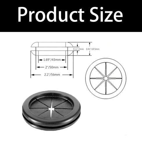 Rubber Grommets, 2 Inch 8-Pack, 1-11/16" ID, Grommets Wire Protector for Plugs Wire, Double-Sided Hole Plug for Home Office Equipment in Saudi Arabia