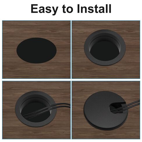 قطعتان من غطاء ثقب المكتب من بلاستيك ABS مقاس 1-1/2 بوصة، فتحة سلك مكتب على شكل حرف U، غطاء فتحة كابل أسود 1.5 بوصة لمكتب المنزل والمدرسة/مكتب الكمبيوتر in Kuwait