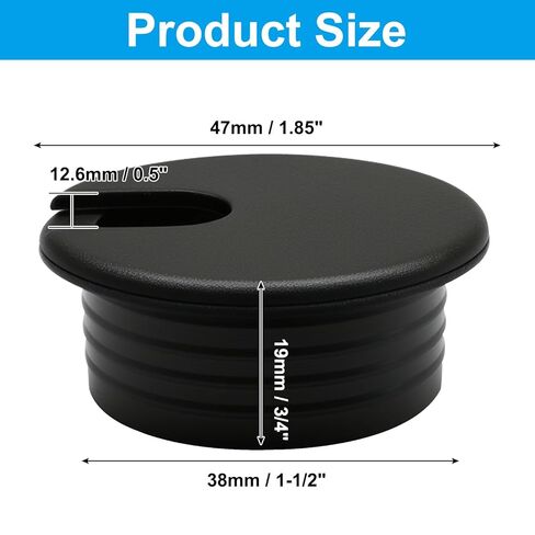 قطعتان من غطاء ثقب المكتب من بلاستيك ABS مقاس 1-1/2 بوصة، فتحة سلك مكتب على شكل حرف U، غطاء فتحة كابل أسود 1.5 بوصة لمكتب المنزل والمدرسة/مكتب الكمبيوتر in Kuwait