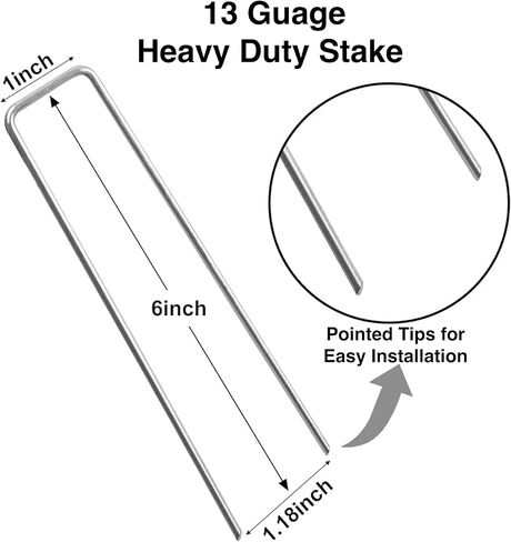 دبابيس المناظر الطبيعية (50 قطعة) - دبابيس سياج مجلفنة شديدة التحمل مضادة للصدأ لنسيج حاجز الأعشاب، غطاء أرضي، أنابيب الري، 13 مقياس، 50 قطعة in Kuwait